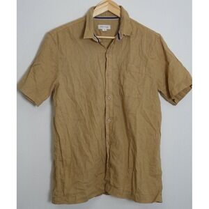 Sun and Stone Men's Tan Linen Button Up Size medium
